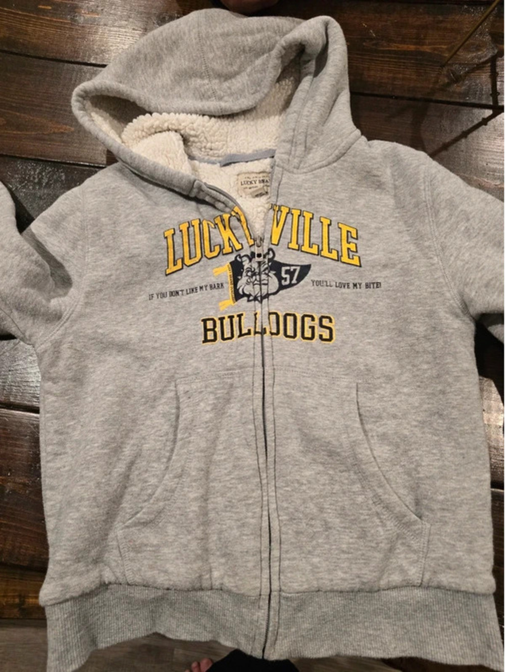 Lucky Brand Small 7/8 Fleece hooded zip up sweatee